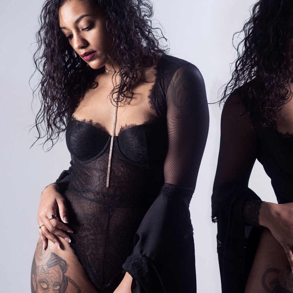 Victoria's Secret Black Lace Bodysuit